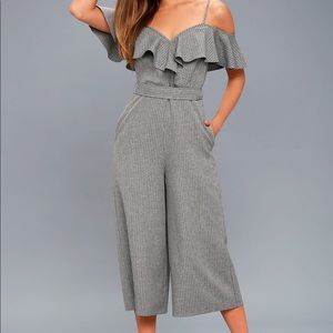 Super cute gray pinstripe romper